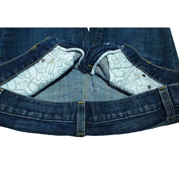 Bebe Dark Denim Twill LowRise Boot Jeans Rhinestone Buttons + Pocket Pin 29W/31L - Picture 8 of 14